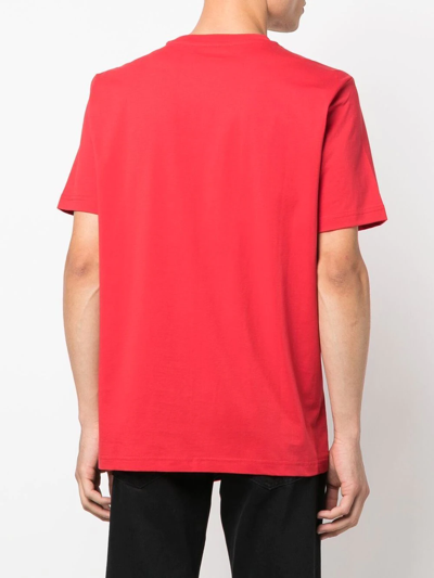 Shop Diesel T-just-microdiv Logo-embroidered Cotton T-shirt In Red