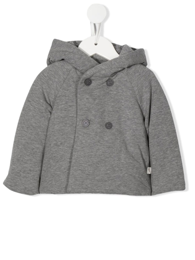 Shop Teddy & Minou Jersey-fleece Double-breasted Coat In Grey