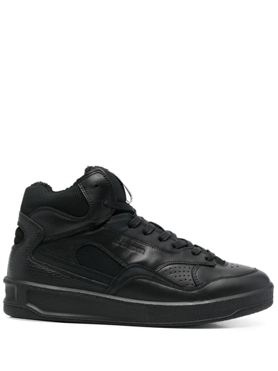 Shop Jil Sander Logo-embossed High-top Sneakers In Black