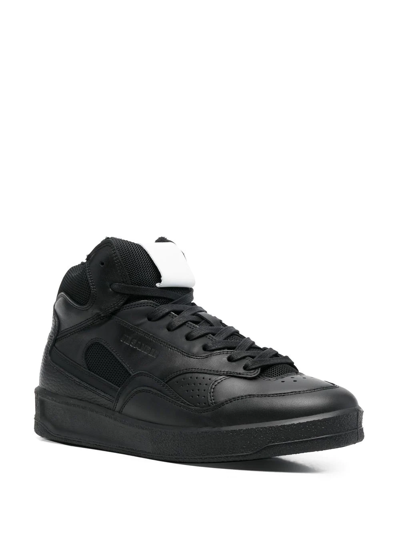 Shop Jil Sander Logo-embossed High-top Sneakers In Black
