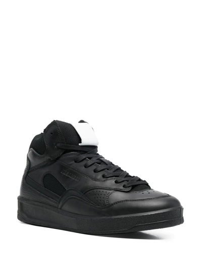 Jil Sander Black Calf Leather High-top Sneakers In Black