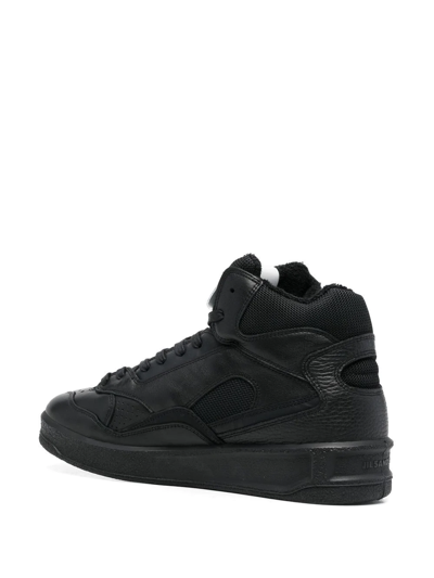 Shop Jil Sander Logo-embossed High-top Sneakers In Black