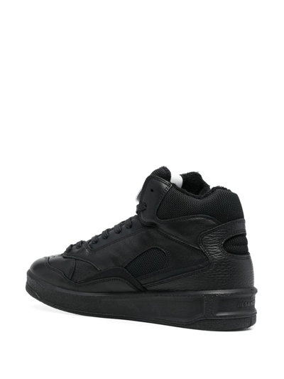Jil Sander Black Calf Leather High-top Sneakers In Black