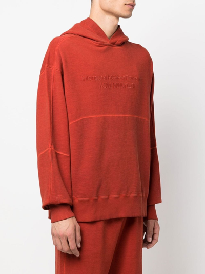 Shop A-cold-wall* Logo-embroidered Cotton Hoodie In Red