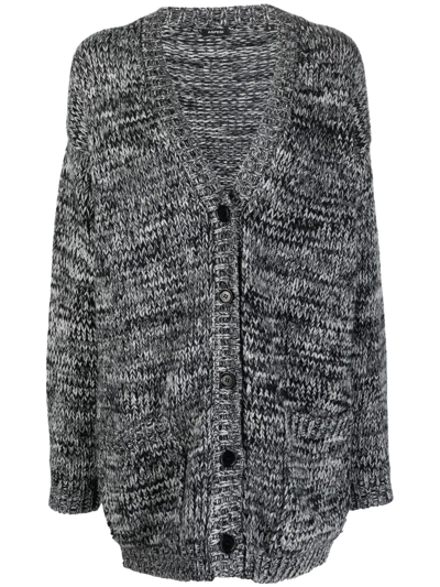 Shop Aspesi Long Wool Knit Cardigan In Black