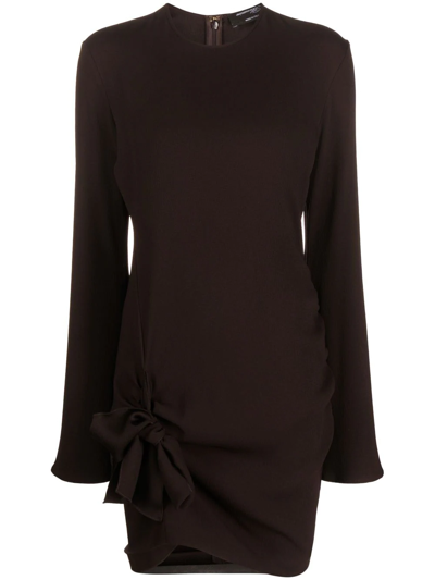 Shop Blumarine Round-neck Long-sleeve Dress In Brown