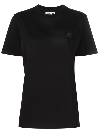 Shop Golden Goose Logo-embroidered Short-sleeved T-shirt In Black