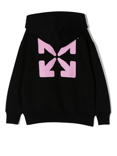 Shop Off-white Logo-print Cotton Hoodie In Black