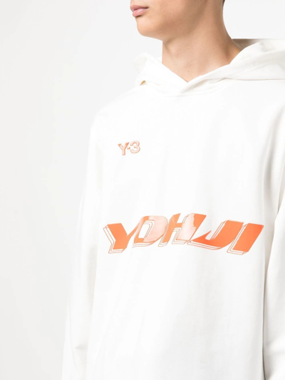 Shop Y-3 Logo Print Hoodie In White