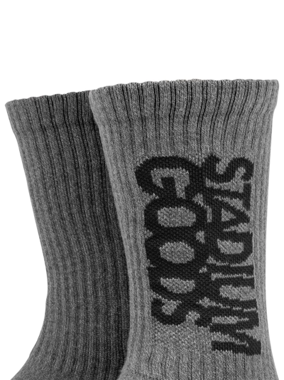 Shop Stadium Goods Logo-print ''charcoal Flannel'' Crew Socks In Grey