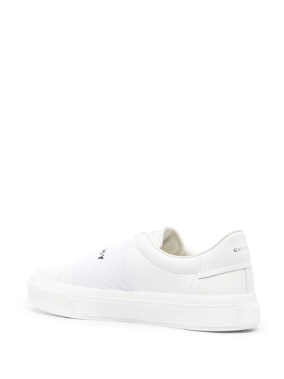 Shop Givenchy Paris Strap Leather Sneakers In White