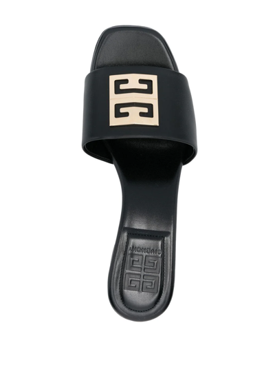 Shop Givenchy 4g-plaque Leather Sandals In Black