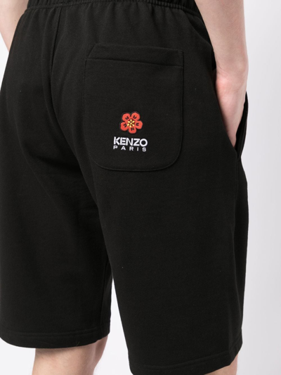 Shop Kenzo Black Embroidered Logo Track Shorts