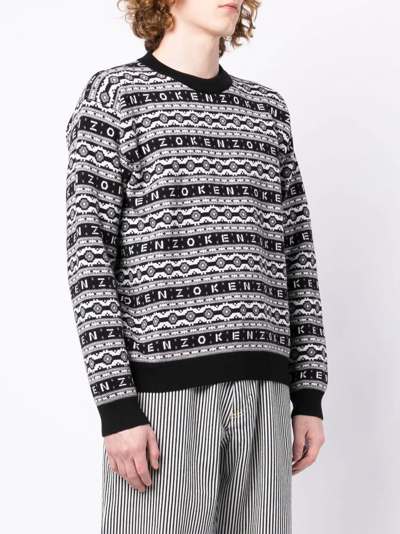 Shop Kenzo Logo-jacquard Wool Jumper In Black