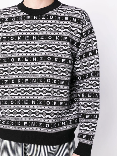 Shop Kenzo Logo-jacquard Wool Jumper In Black