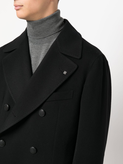 Shop Tagliatore Double-breasted Coat In Black