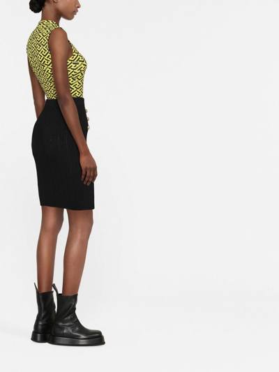 Balmain High-waisted Knitted Skirt In Black