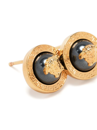 Shop Versace Medusa Head Motif Earrings In Gold