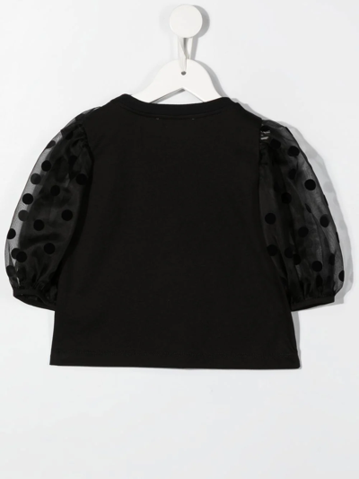 Shop Stella Mccartney Polka-dot Cropped Blouse In Black