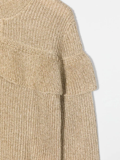 Shop Stella Mccartney Ruffled Chunky-knit Jumper In Gold