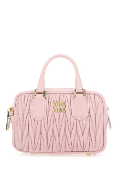 Prada Logo Plaque Zipped Tote Bag in Pink