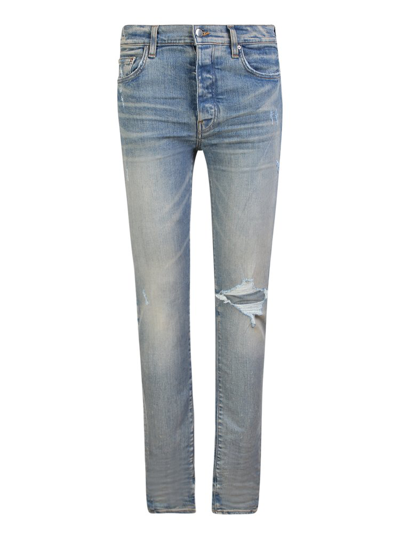 Shop Amiri Distressed Skinny Jeans In Blue