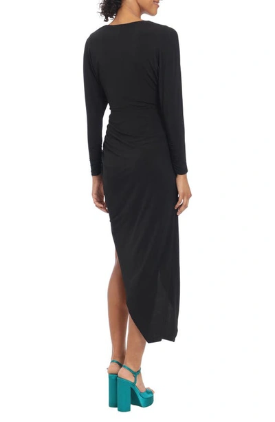 Shop Donna Morgan For Maggy Long Sleeve Asymmetric Dress In Black/ Ivory