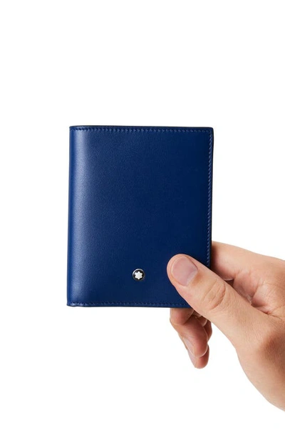 Shop Montblanc Meisterstück Compact Leather Wallet In Blue