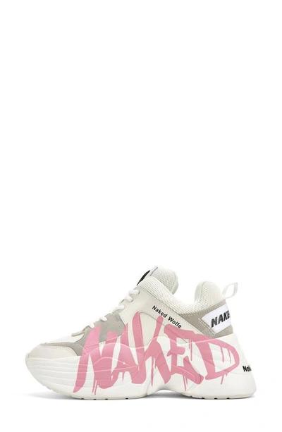 Shop Naked Wolfe Track Logo Chunky Platform Sneaker In Baby Pink