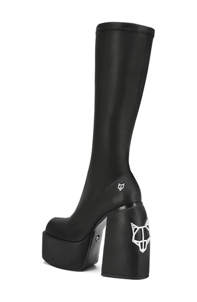 Naked Wolfe Spice Faux-leather Knee-thigh Heeled Boots In Black Stretch