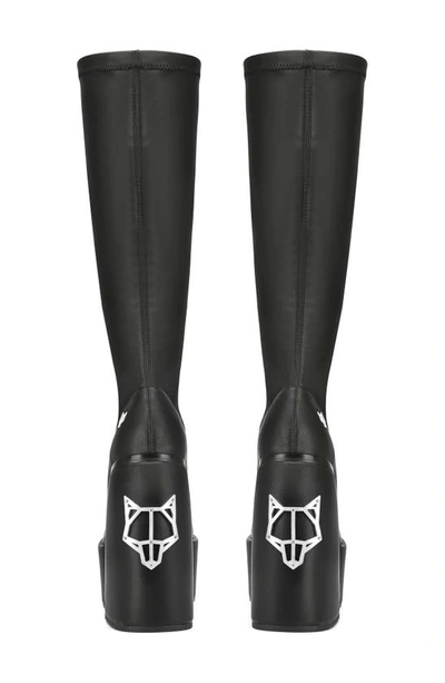 Naked Wolfe Spice Faux-leather Knee-thigh Heeled Boots In Black Stretch
