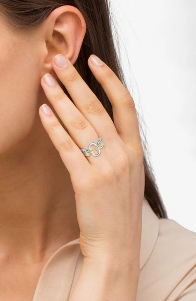 Lagos Sterling Silver And 18k Signature Caviar 13mm Oval Link Ring In Silver Gold
