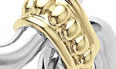 Lagos Sterling Silver And 18k Signature Caviar 13mm Oval Link Ring In Silver Gold