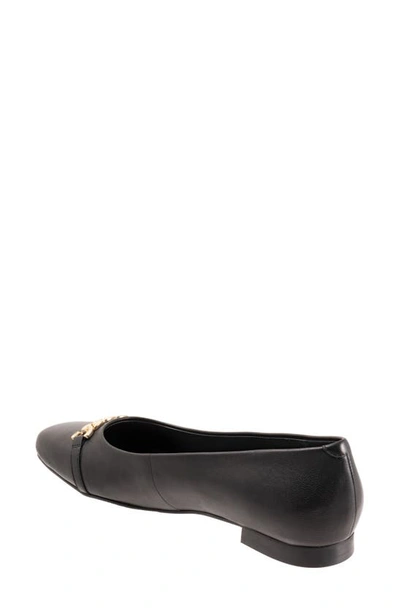 Trotters Harmony Flat In Black Leather