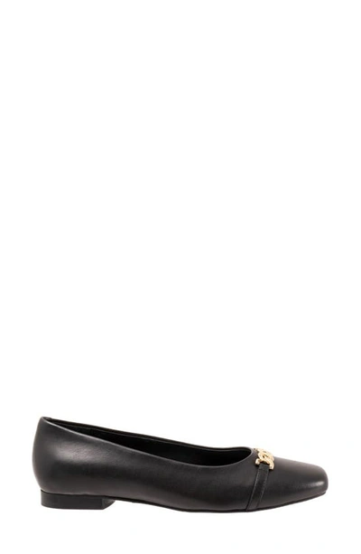 Trotters Harmony Flat In Black Leather