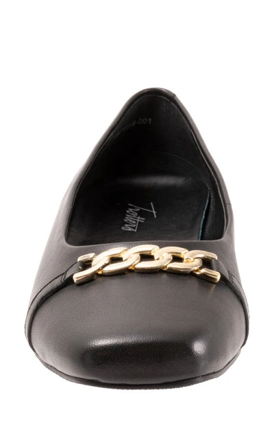 Trotters Harmony Flat In Black Leather