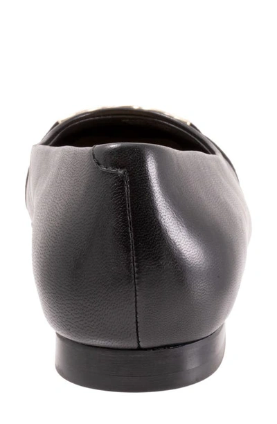 Trotters Harmony Flat In Black Leather