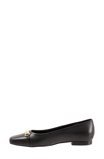 Trotters Harmony Flat In Black Leather