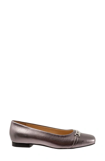 Trotters Harmony Womens Suede Slip-on Ballet Flats In Pewter