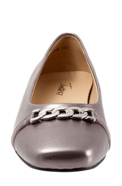 Trotters Harmony Womens Suede Slip-on Ballet Flats In Pewter