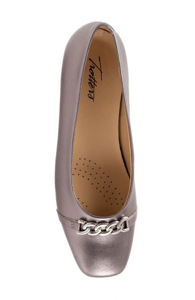Trotters Harmony Womens Suede Slip-on Ballet Flats In Pewter