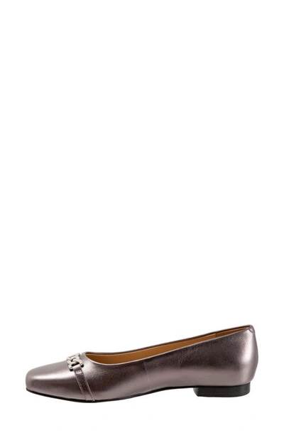 Trotters Harmony Womens Suede Slip-on Ballet Flats In Pewter