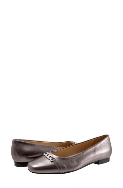Trotters Harmony Womens Suede Slip-on Ballet Flats In Pewter