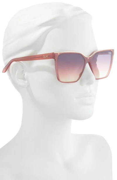 Shop Quay Level Up 55mm Square Sunglasses In Milky Rose / Navy