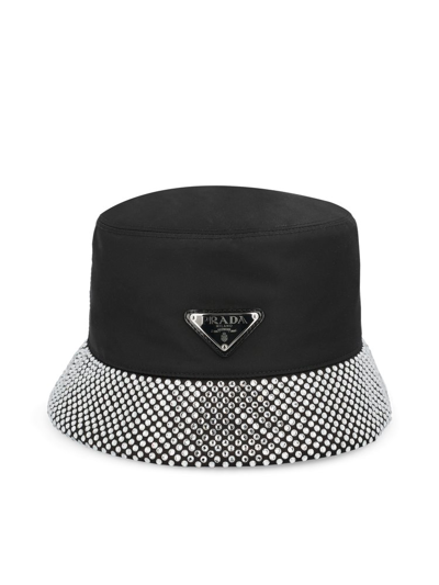 Shop Prada Logo Plaque Embellished Bucket Hat In Multi