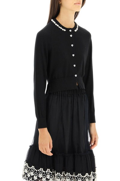 Simone Rocha Bead-embellished Wool Crop Cardigan