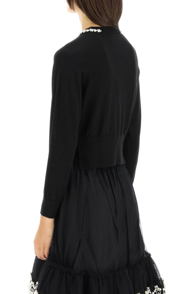 Simone Rocha Bead-embellished Wool Crop Cardigan