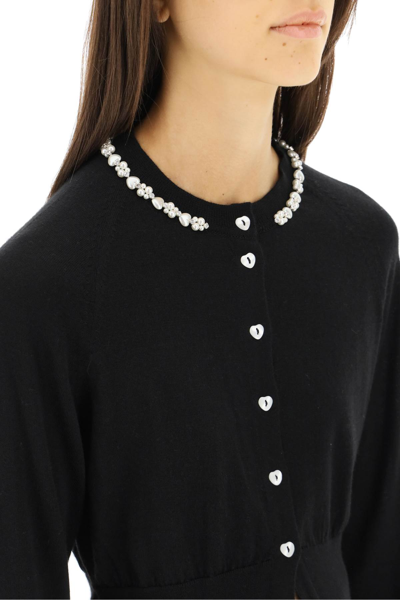 Simone Rocha Bead-embellished Wool Crop Cardigan