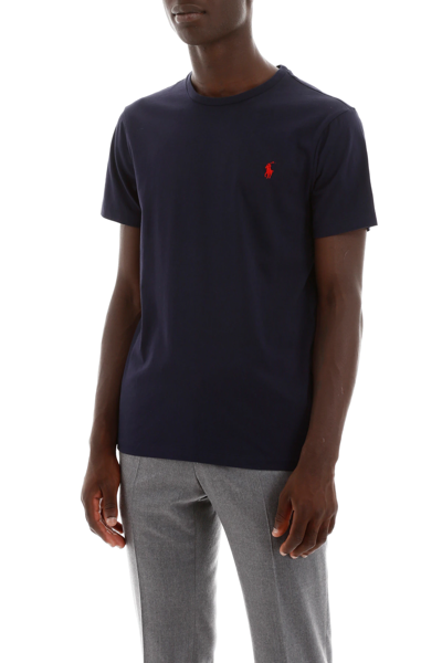Shop Polo Ralph Lauren Custom Slim Fit T-shirt With Logo In Blue