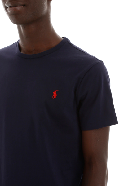 Shop Polo Ralph Lauren Custom Slim Fit T-shirt With Logo In Blue